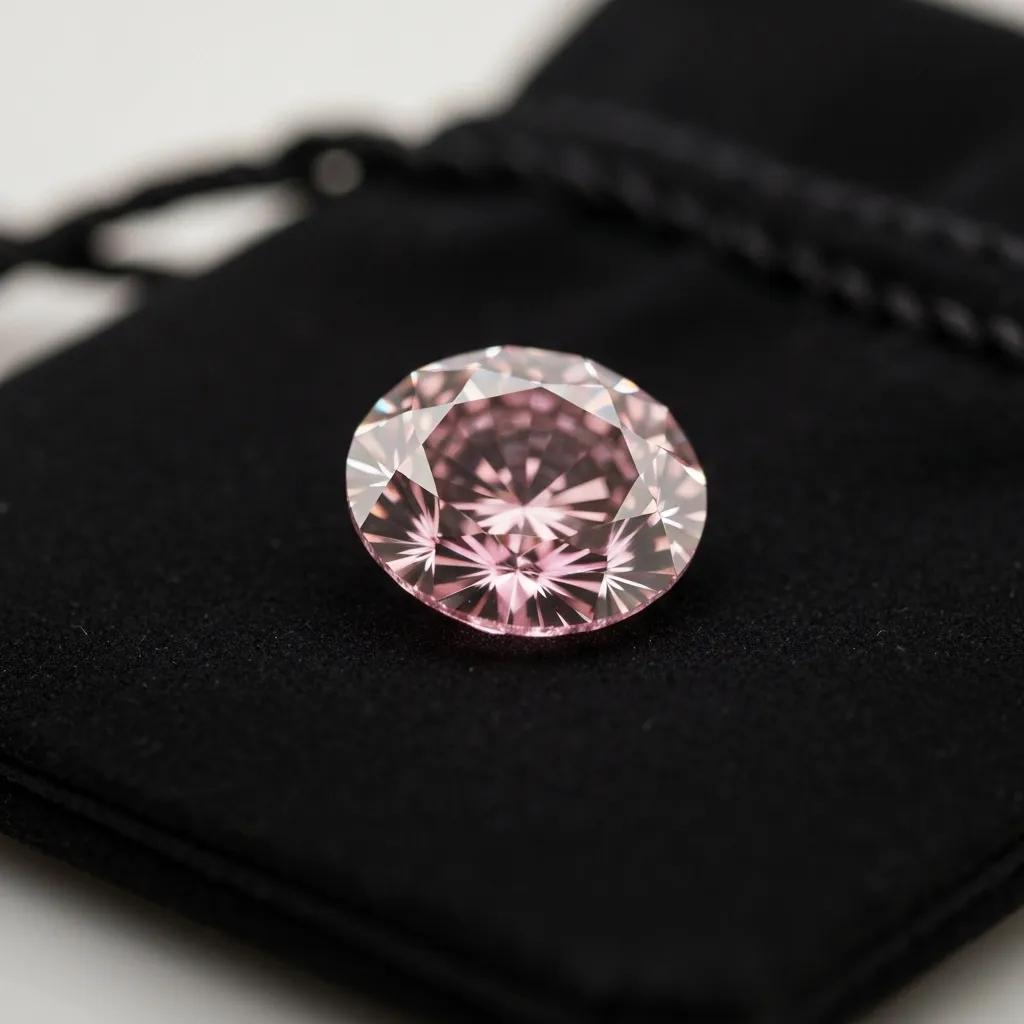 a Loose Pink Diamond Siting on Black Velvet 