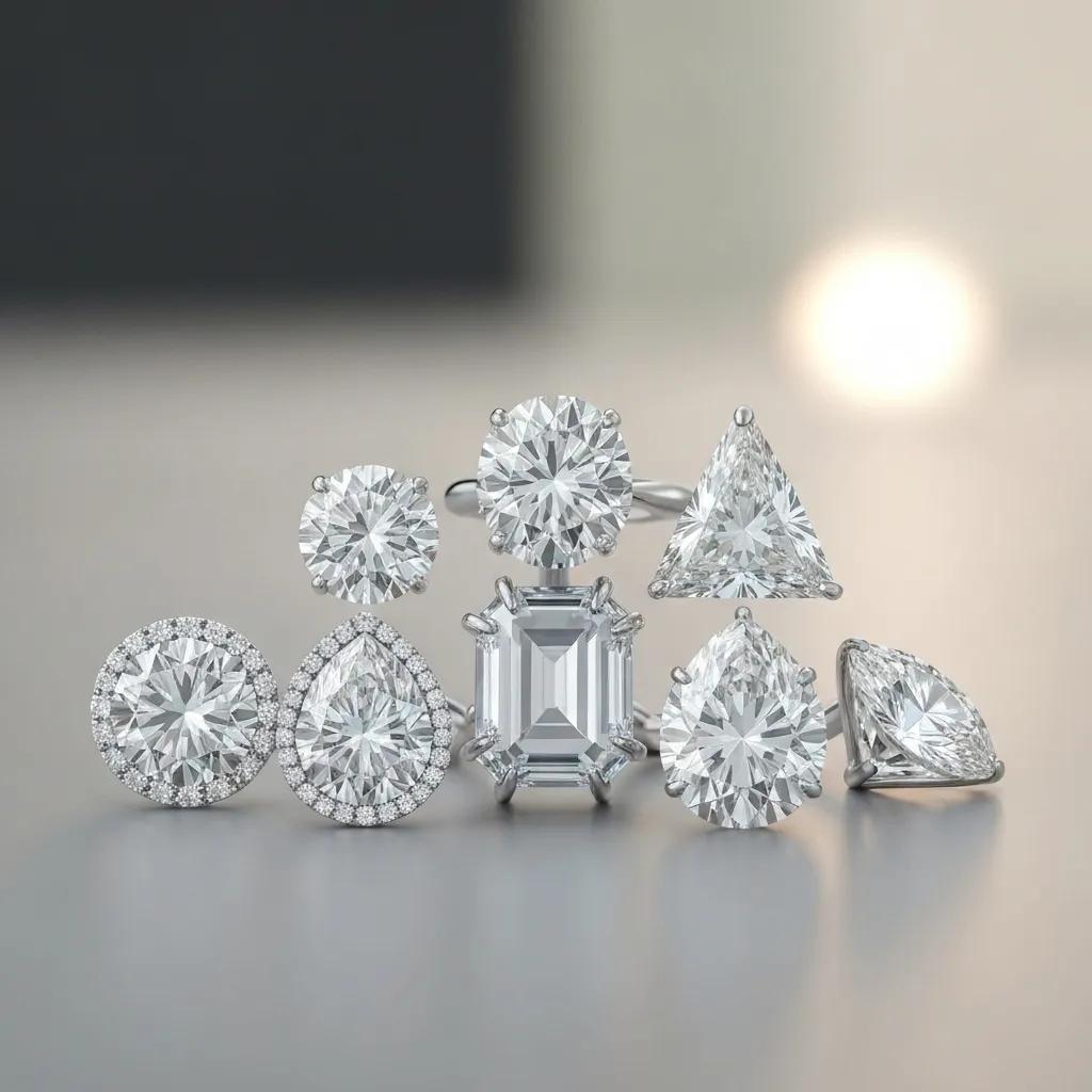7c7b1de1-801f-4025-89f0-1ab70ad50820.webp - Australian Diamond Company Various Diamond Shapes Including Round Oval Cushion and Princess Cut Illustrating Compatibility with Halo Settings