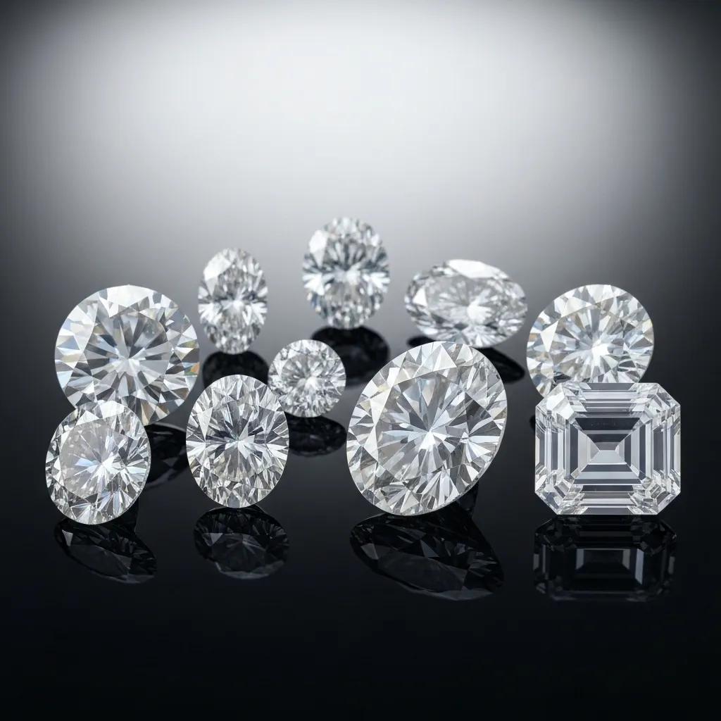 c2f4f689-1335-438a-bb73-442e1d1a5177.jpg - Australian Diamond Company Collection of Diamond Shapes Including Round Oval Cushion and Emerald Cuts for Halo Settings