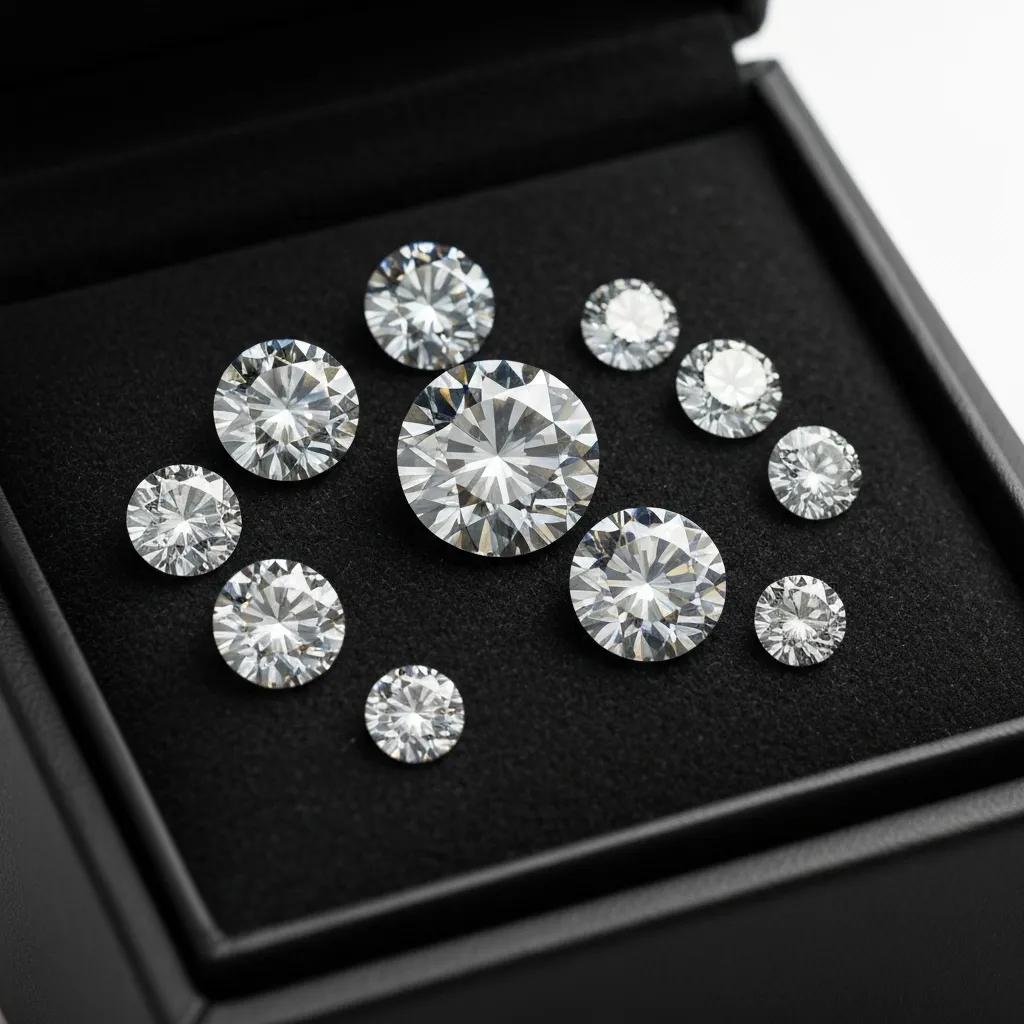 0401abdd-96be-41d3-a52e-de539e93f2db.jpg - Australian Diamond Company Artistic Display of Popular Diamond Cuts Including Round Princess Emerald and Cushion