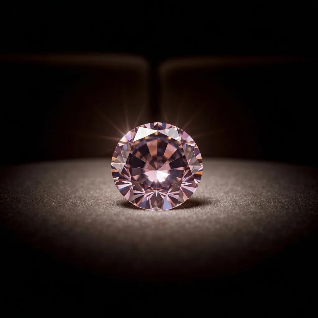 a Loose Round Pink Diamond Sitting Up