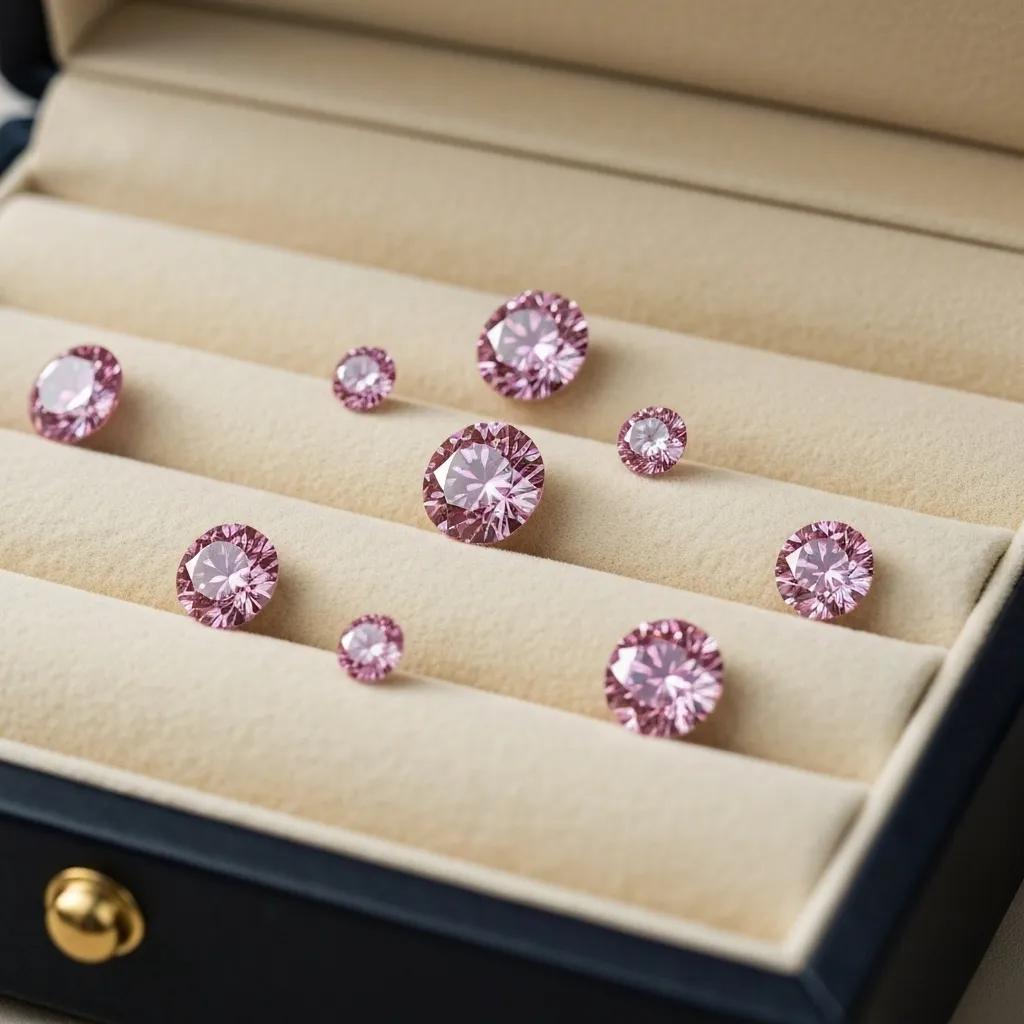 22af996b-e209-40b2-885d-aeda4bf81b09.jpg - Australian Diamond Company a Curated Collection of Argyle Pink Diamonds Displayed in a Jewellery Box Showcasing Their Diverse Colours and Exquisite Cuts