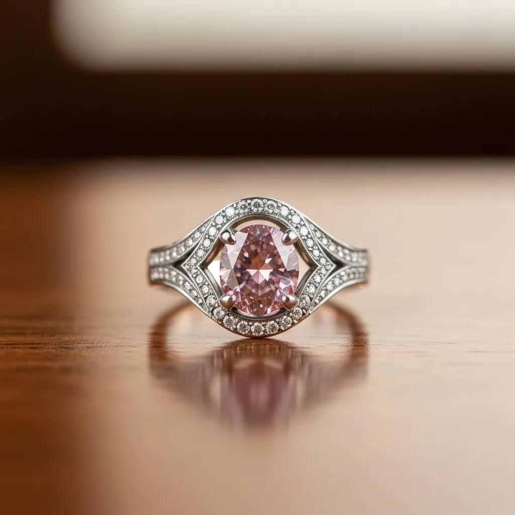 an Exquisite Custom designed Ring Featuring a Magnificent Argyle Pink Diamond a Testament to Superior Craftsmanship and Timeless Elegance
