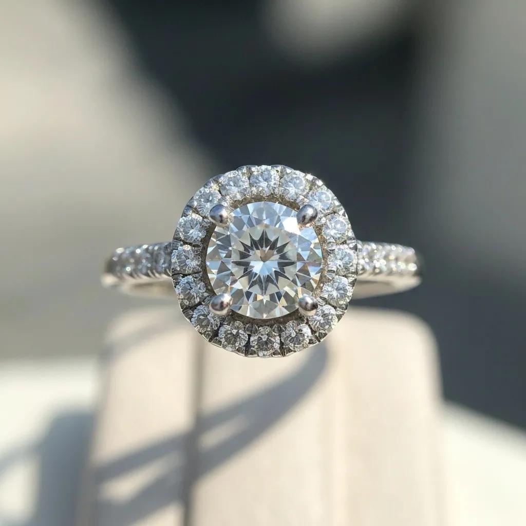 29ffc9b3-2d76-4866-84dc-cd5db623a028.jpg - Australian Diamond Company Halo Setting Diamond Ring Emphasizing Size Enhancement and Sparkle