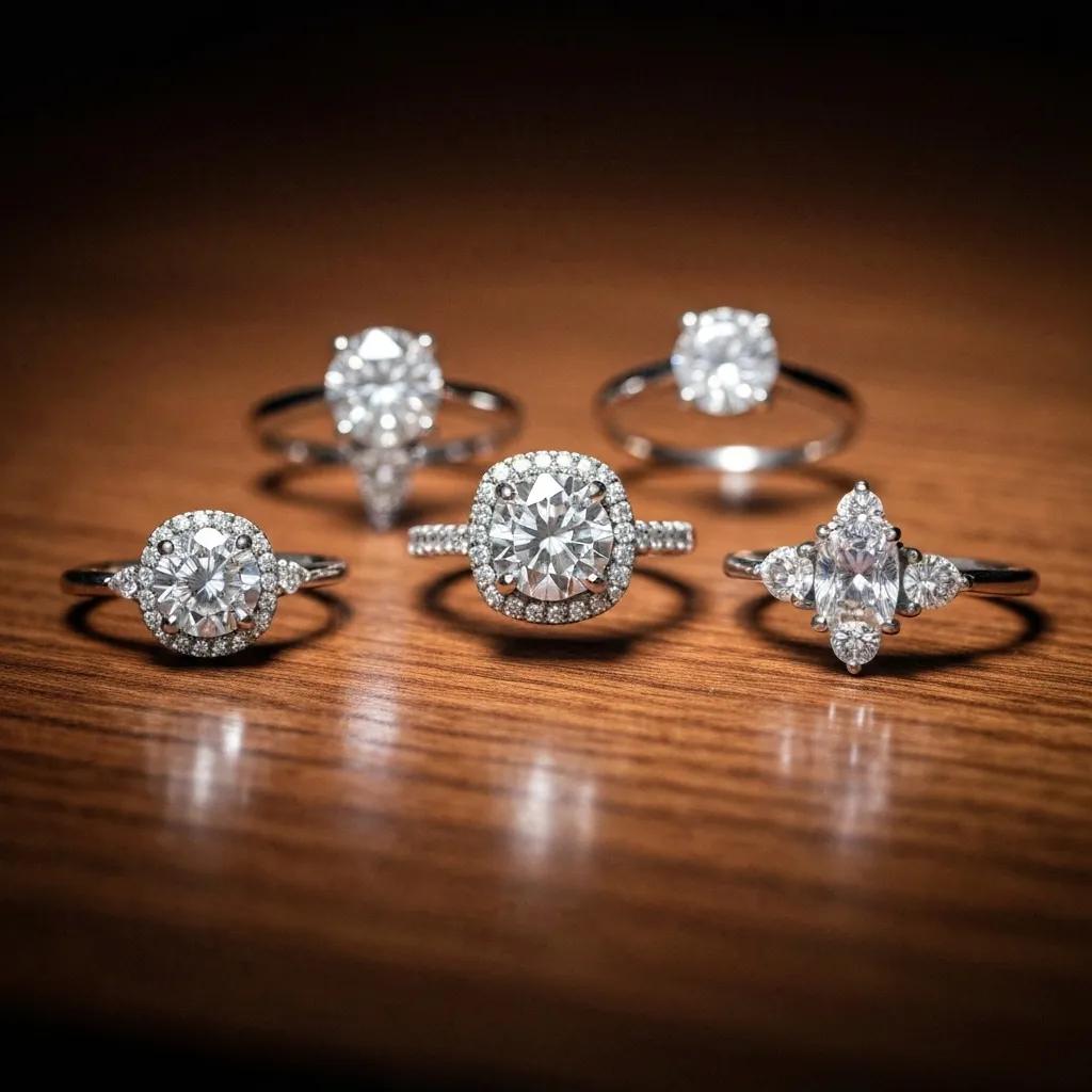 Display of Popular Engagement Ring Settings Showcasing Unique Designs