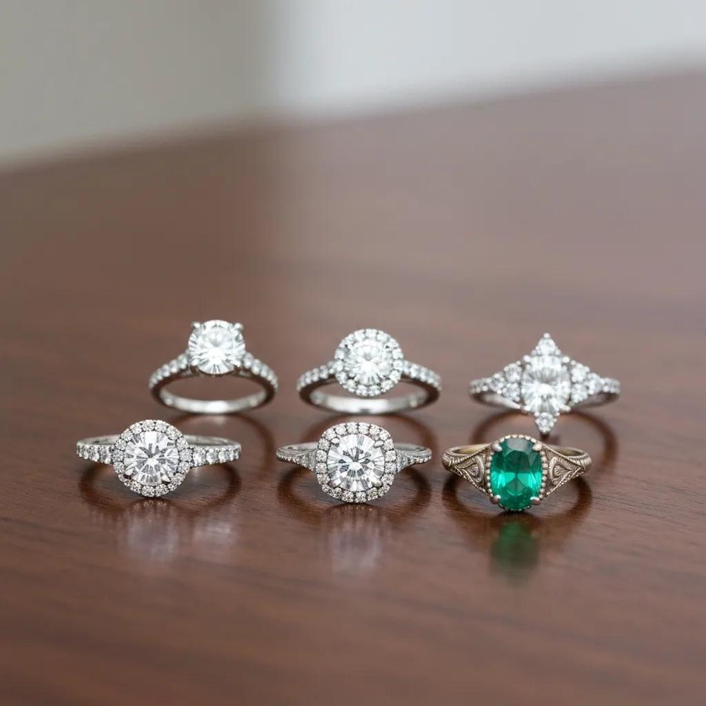Collage of Popular Engagement Ring Styles in Melbourne Showcasing Variety and Design Trends