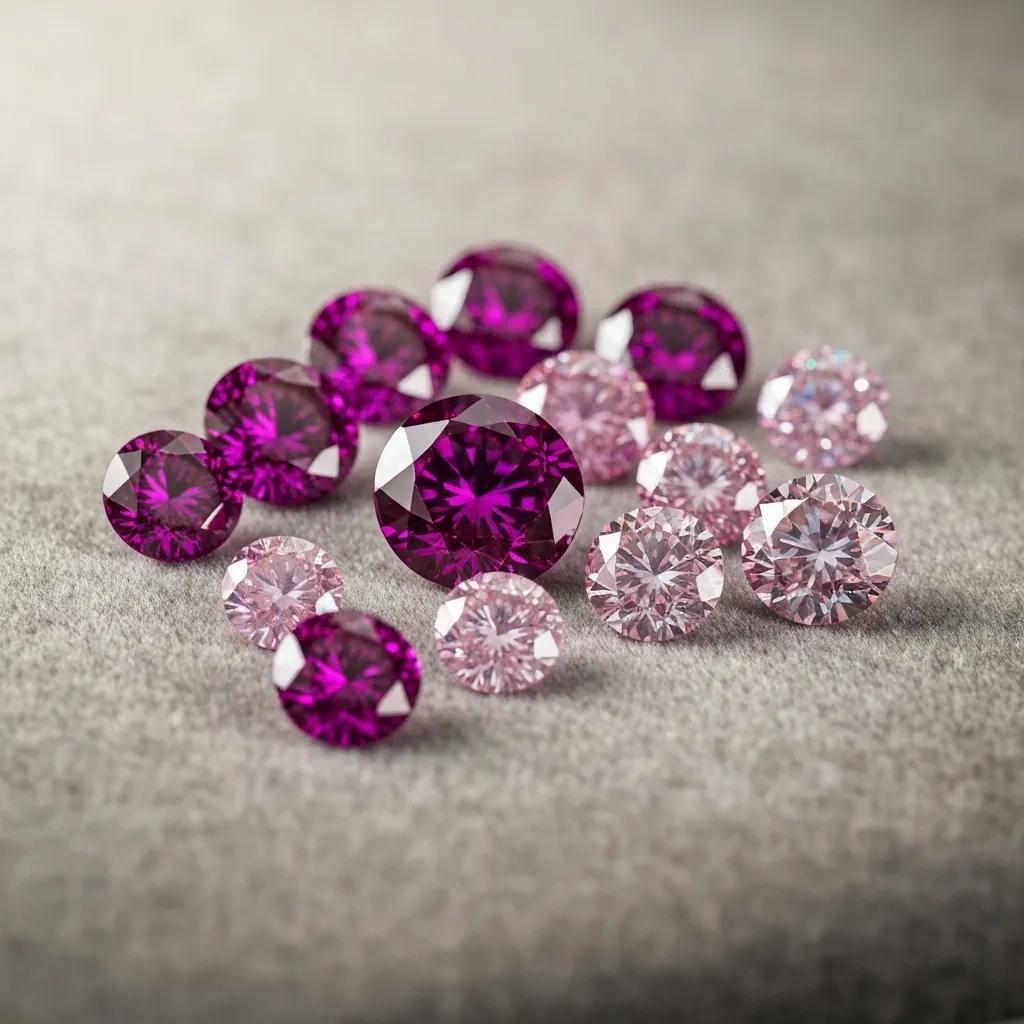 349861ab-7641-4d7d-8f88-5271aef00927.jpg - Australian Diamond Company a Layout of Several Pink Diamond Showign Diffent Colour Intensities
