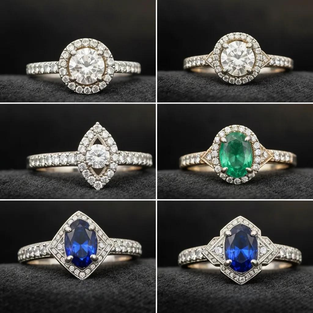 Variety of Popular Engagement Ring Styles in Melbourne Showcasing Unique Designs and Settings