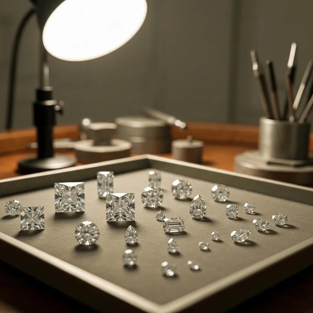 Selection of Diamonds Showcasing Different Cuts and Clarity for Engagement Rings