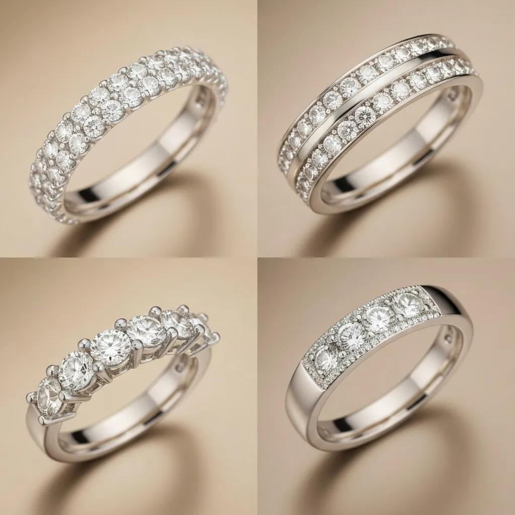 4c4b0376-e11a-4508-b262-05f01a615ef1.jpg - Australian Diamond Company Close up of Classic Eternity Band Settings Showcasing Different Diamond Arrangements