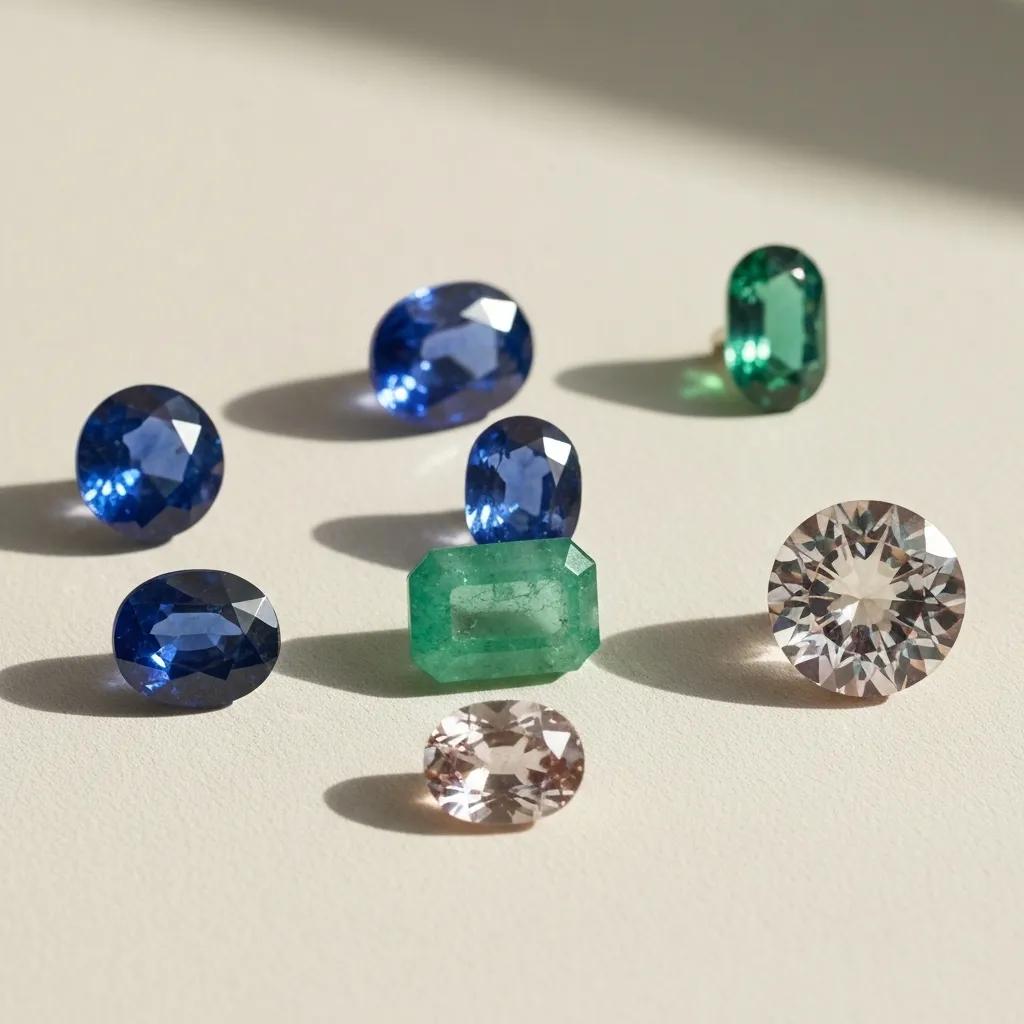 Loose Emerald Sapphire and Diamonds