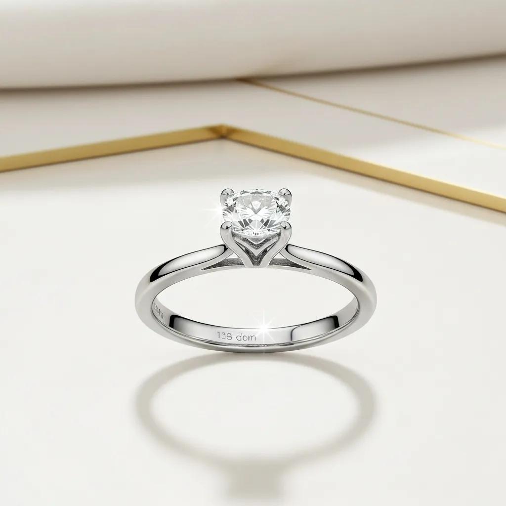 Solitaire Engagement Ring Set in Platinum