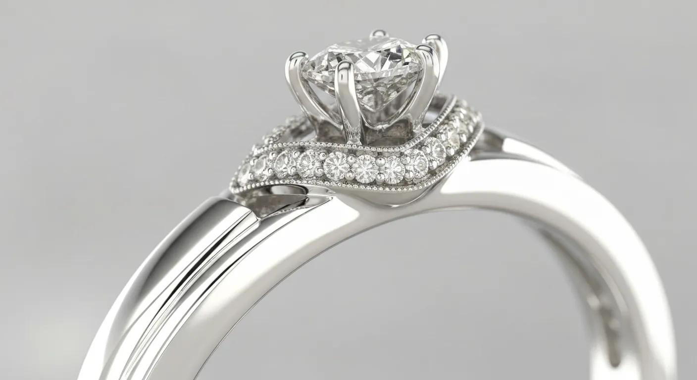 Close up of a Platinum Engagement Ring Highlighting Its Durability and Intricate Design