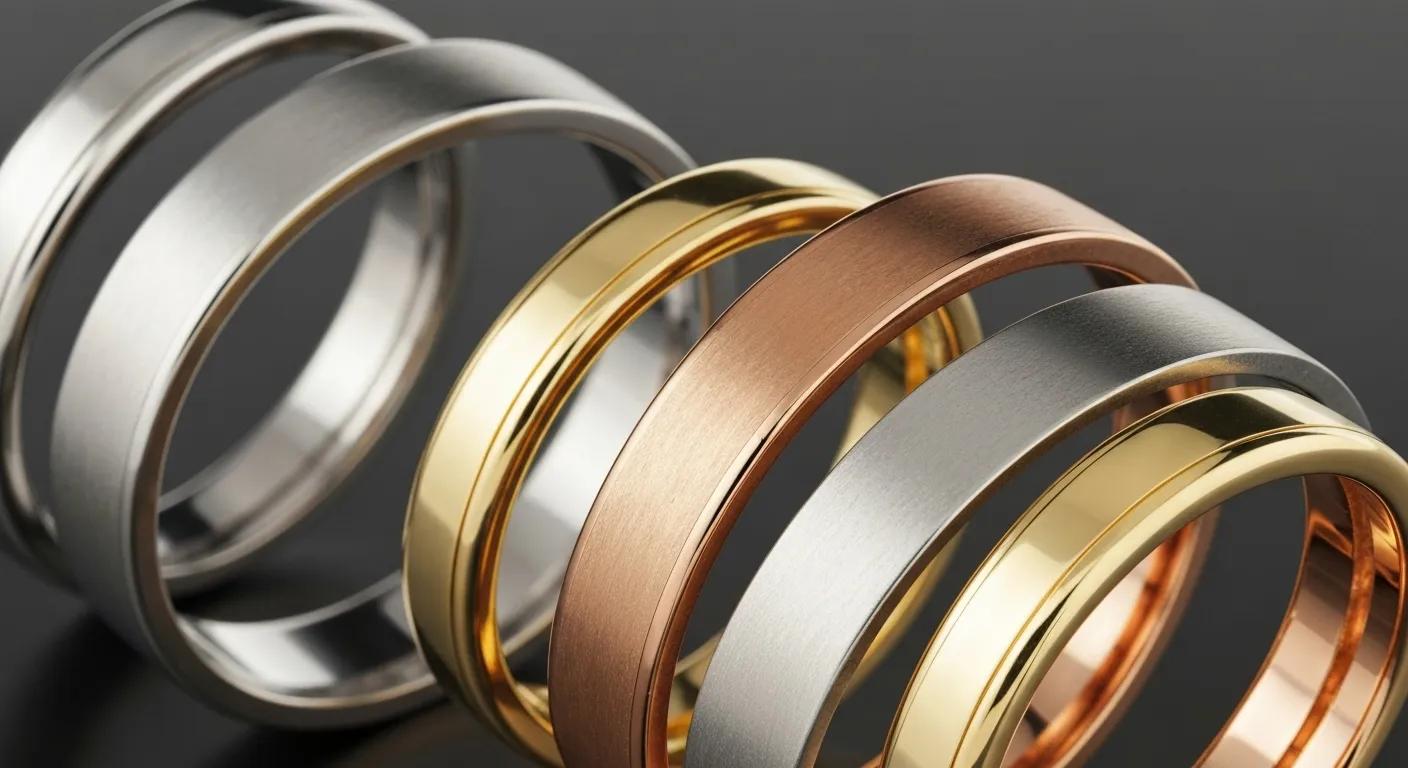 79e34222-19d5-41d9-8051-8169eaa2b8a6.jpg - Australian Diamond Company Close up of Precious Metals Used in Eternity Bands Including Platinum White Gold Yellow Gold and Rose Gold