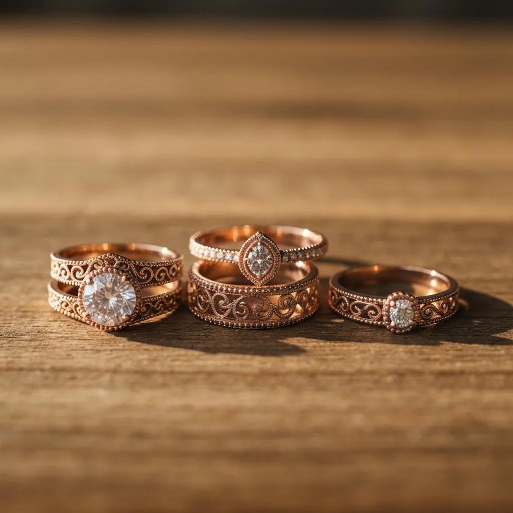8c2e081f-410d-4b02-9a81-301933ae63b2.jpg - Australian Diamond Company Collection of Vintage inspired Rose Gold Engagement Rings with Intricate Designs