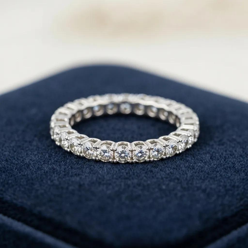White Gold Eternity Band Set with Round Brilliant Cut Diamonds