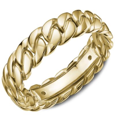 Leonidis men's chain link wedding ring in polished yellow gold