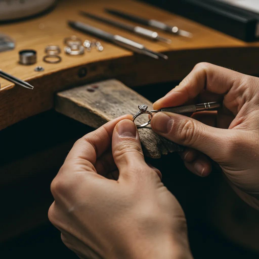 a-jeweler-crafting-a-custom-engagement-ring-highlighting-the-artistry-and-detail-in-the-design-process-3c310779-0708-4427-a15e-a7c13582e72cwebp - Australian Diamond Company a Skilled Jeweler Meticulously Crafting a Custom Engagement Ring Showcasing the Artistry and Intricate Detail Involved in the Design Process