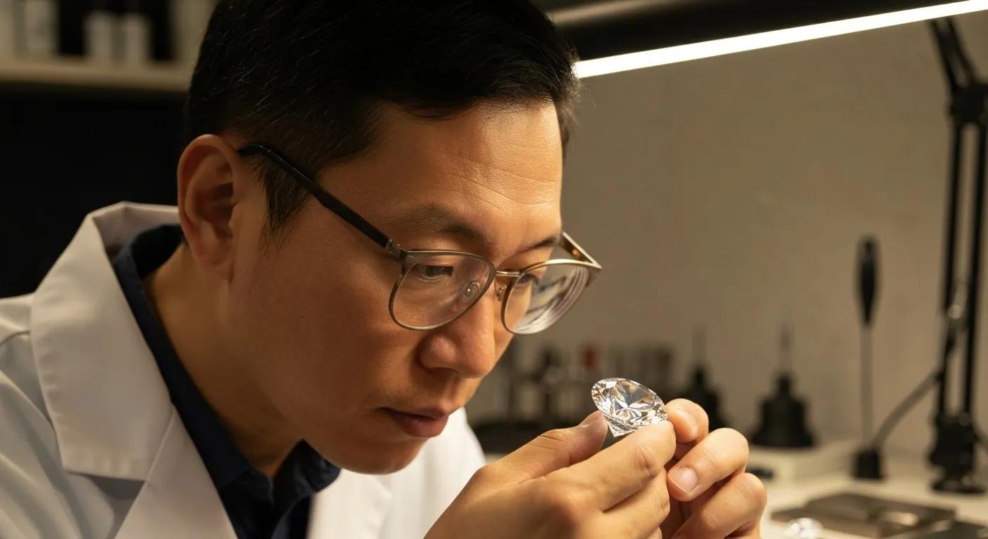 Jeweller Examining Lab grown Diamond