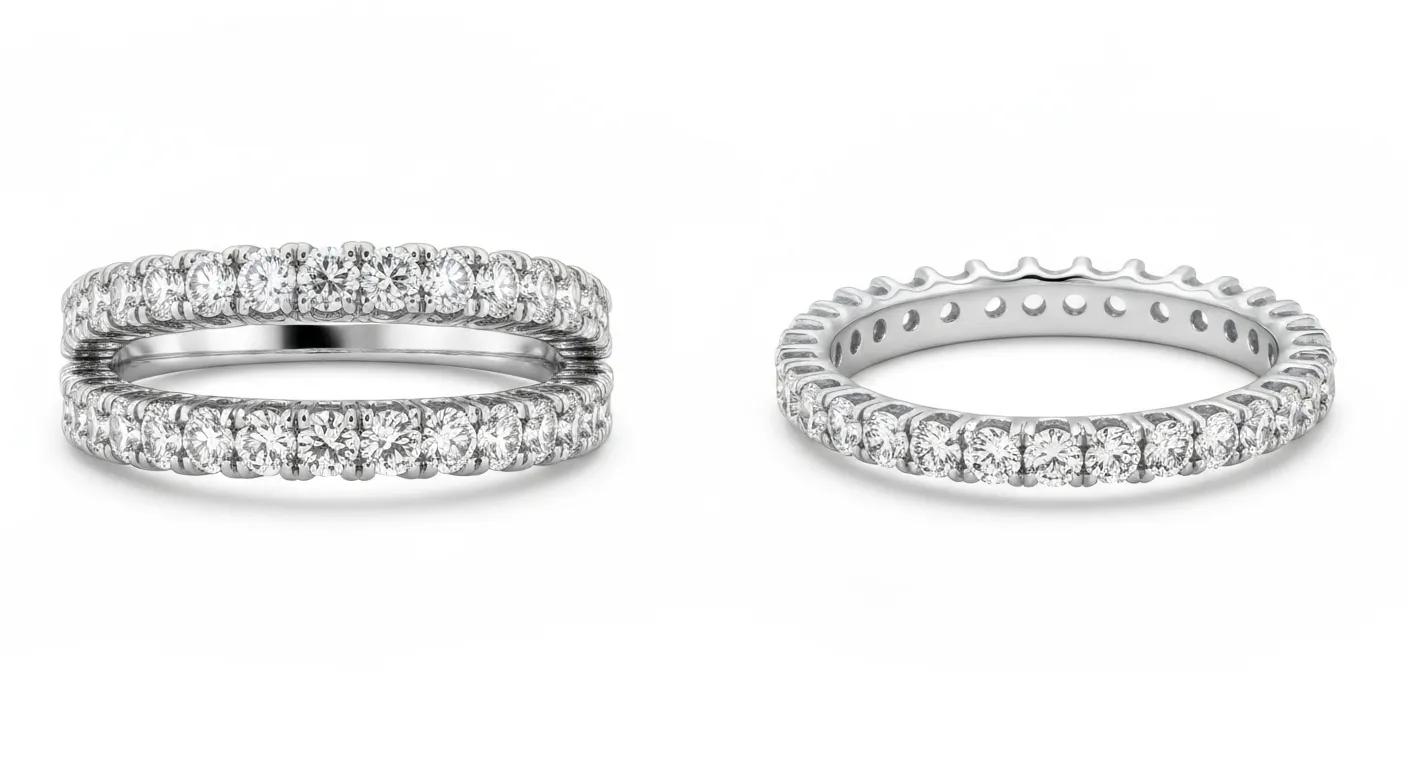 ad304db7-9758-4419-995f-326418d785b8.jpg - Australian Diamond Company Comparison of Full and Half Eternity Bands Highlighting Design Differences and Diamond Placement