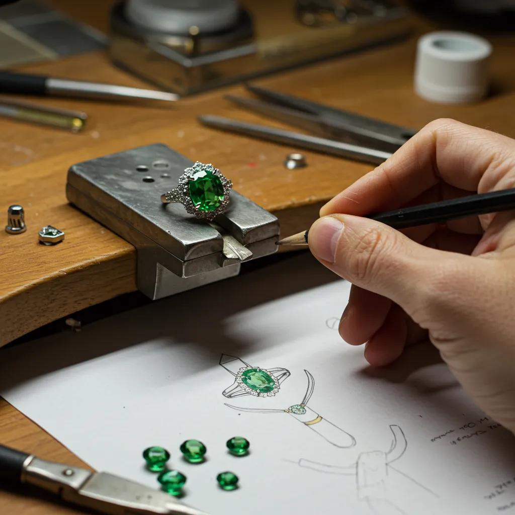 artisan-jeweler-designing-a-custom-green-sapphire-ring-e6a02540-7a38-4d35-a9a8-6fb4bee4f136jpg - Australian Diamond Company an Artisan Jeweler Meticulously Designing a Custom Green Sapphire Ring