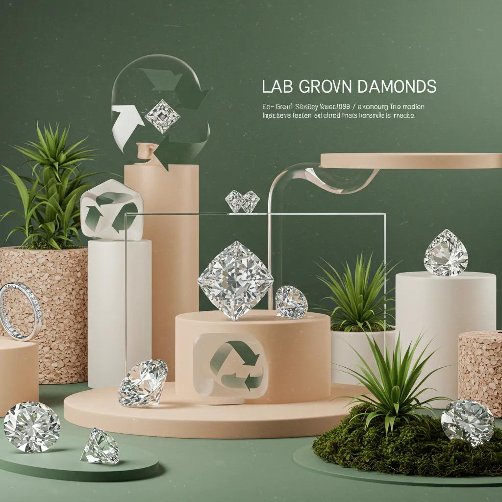 an Artistic Arrangement of Lab grown Diamonds Presented in an Eco friendly Setting Highlighting Their Sustainability