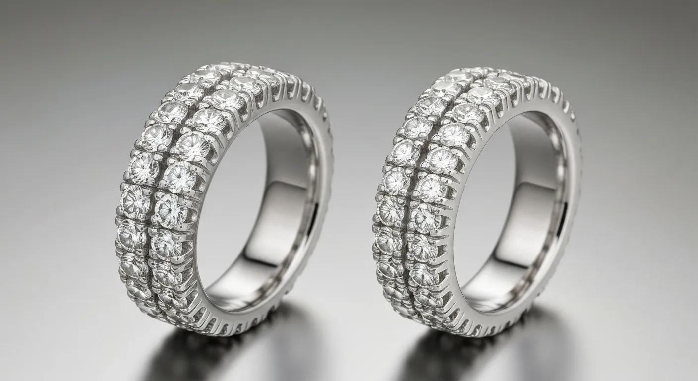 bb052710-ce9d-4648-a4e4-7ef168751875.jpg - Australian Diamond Company Pair of White Gold Diamond Eternity Bands with Two Rows of Round Brilliant Cut Diamonds