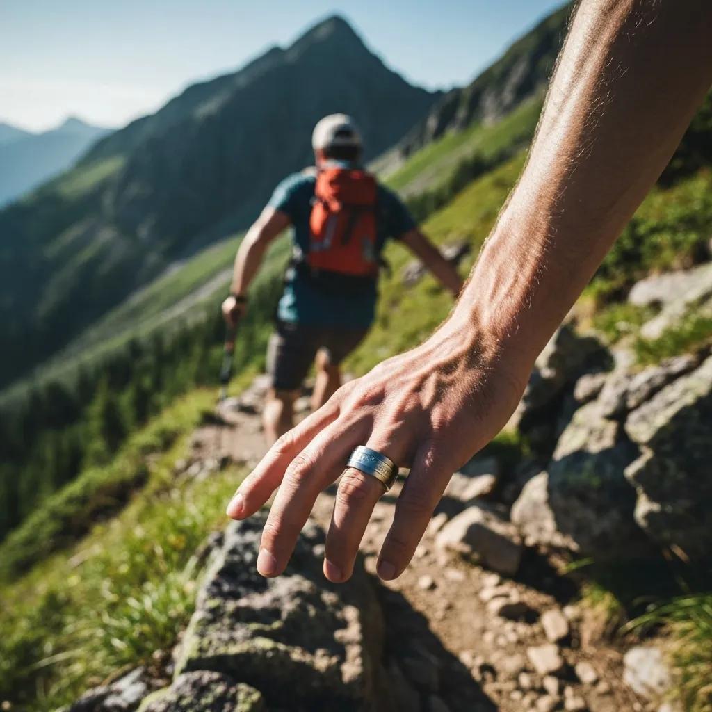 bca20e58-21aa-4f91-8c1f-862cfd4e2e75.jpg - Australian Diamond Company Titanium Engagement Ring Worn by an Active Individual During Outdoor Activities Highlighting Its Durability and Suitability for Active Lifestyles