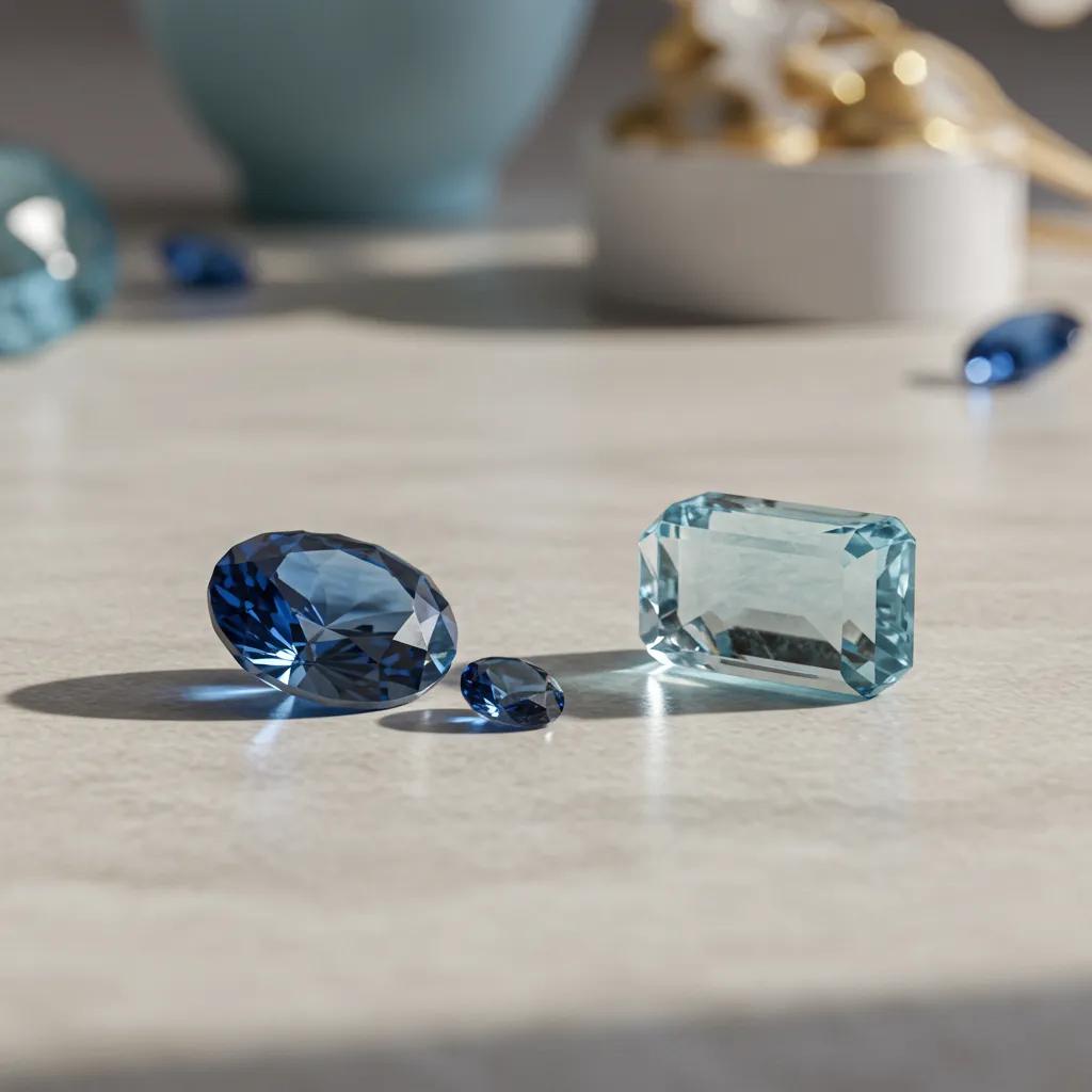 Blue Sapphire and Aquamarine Gemstones Associated with Promoting Tranquility and Clear Communication