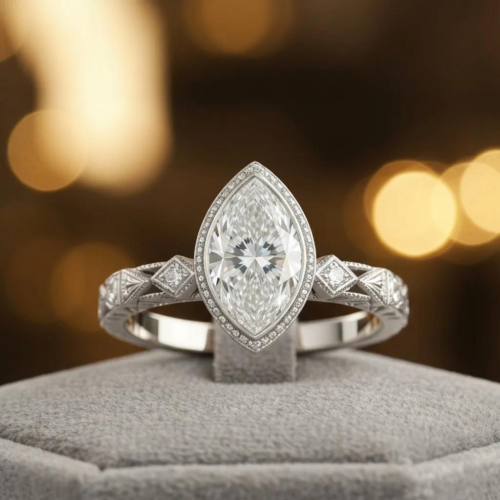 Custom Diamond Engagement Ring Showcasing Unique Shape and Brilliance