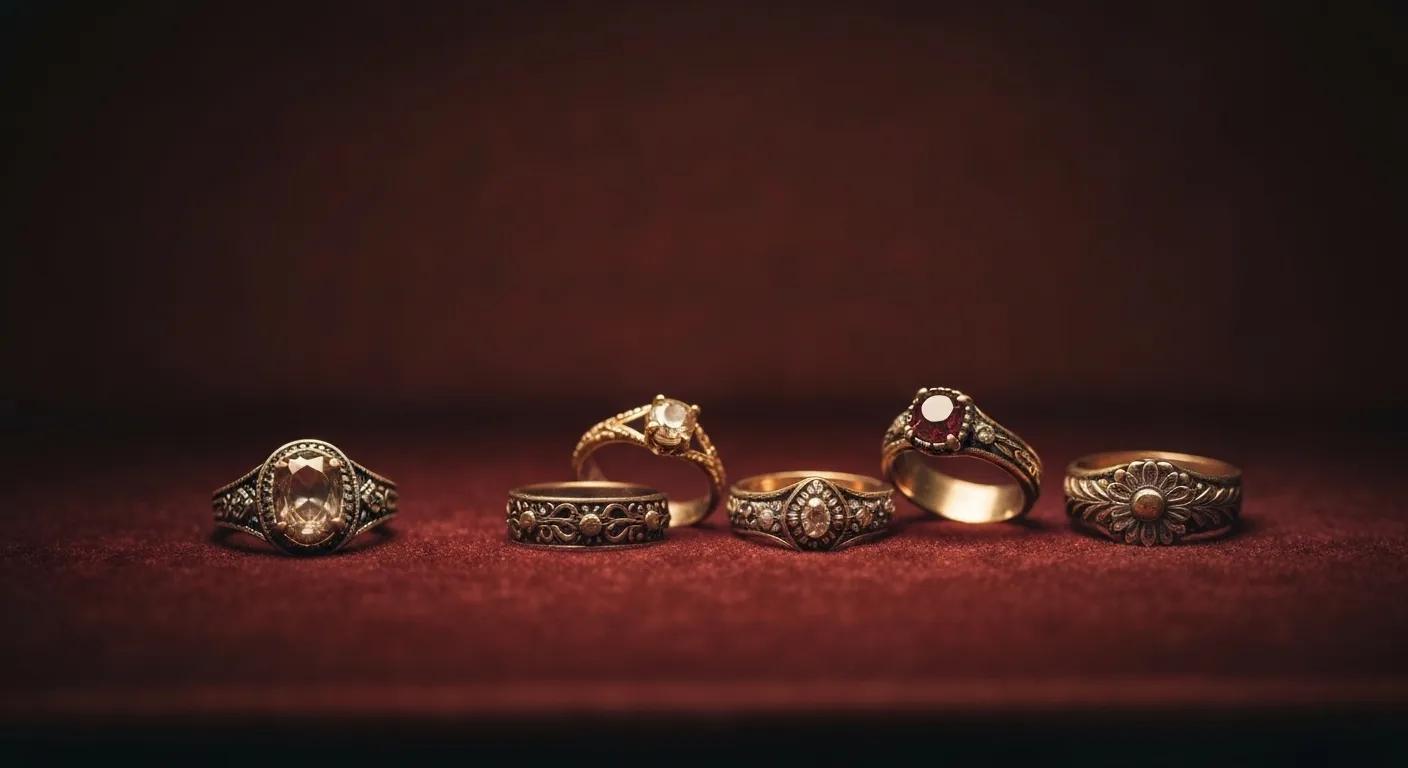 Artistic Display of Ancient Wedding Rings Symbolizing Tradition and History