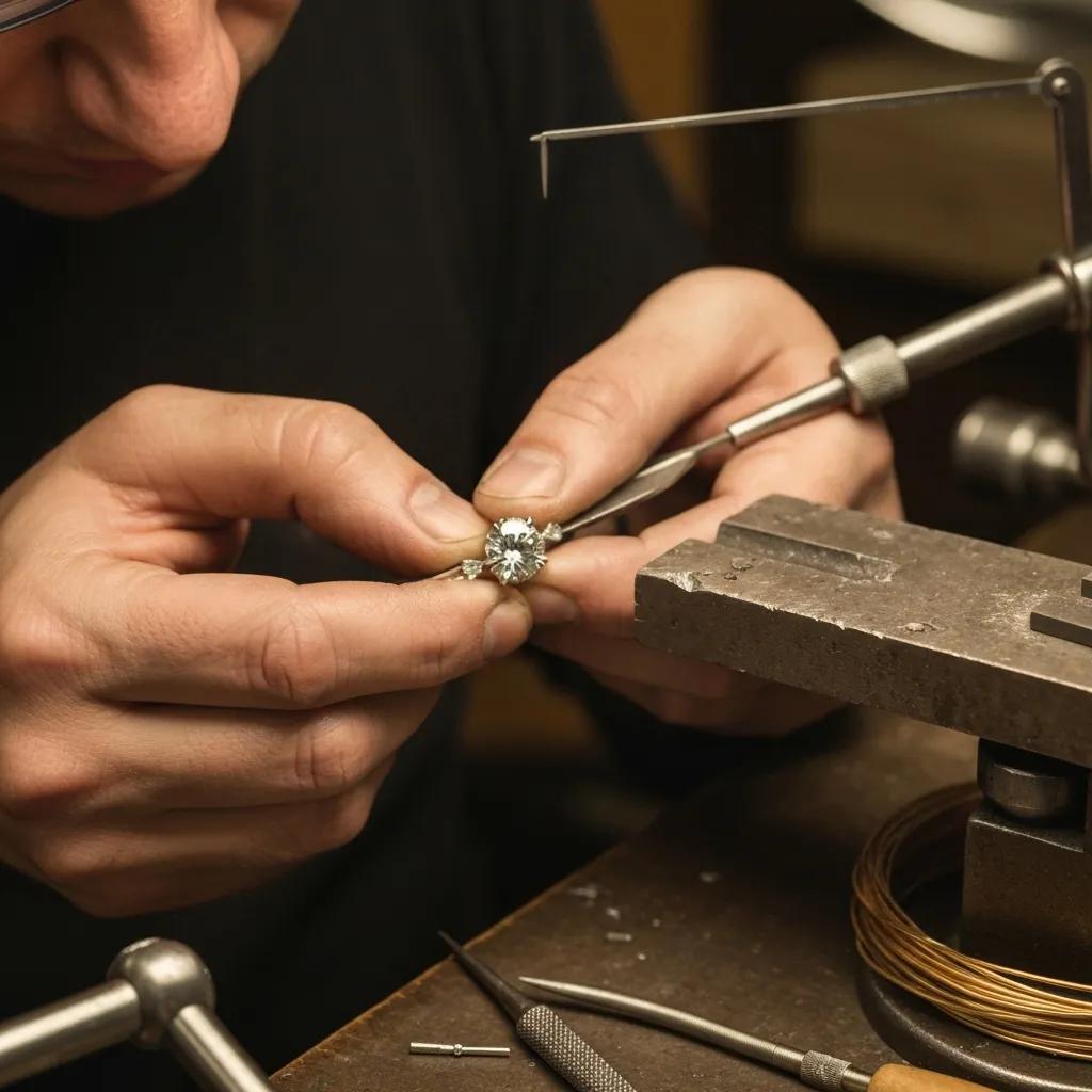 Jeweler Crafting a Custom Engagement Ring Highlighting the Design Process and Craftsmanship