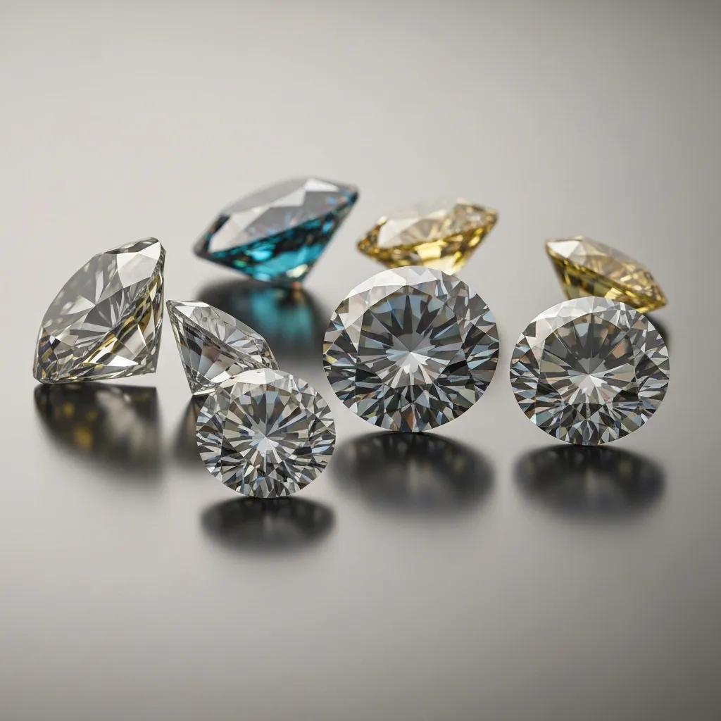 a Spectrum of Diamonds Showcasing Various Colours and Clarity Levels