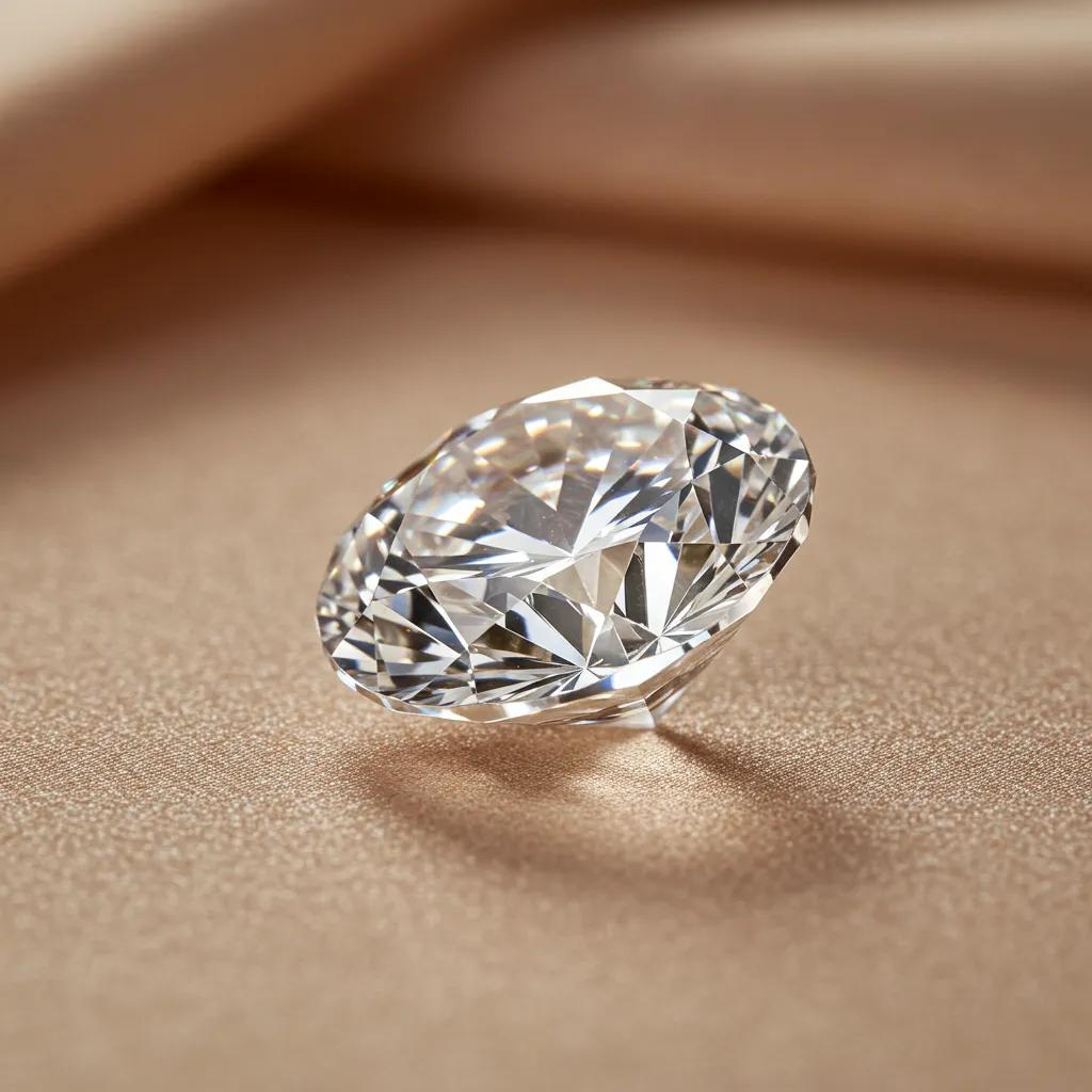 close up of a brilliantly cut diamond on an elegant fabric background showcasing its sparkle and light performance - Australian Diamond Company Close Up of a Brilliantly Cut Diamond on an Elegant Fabric Background Showcasing Its Sparkle and Light Performance