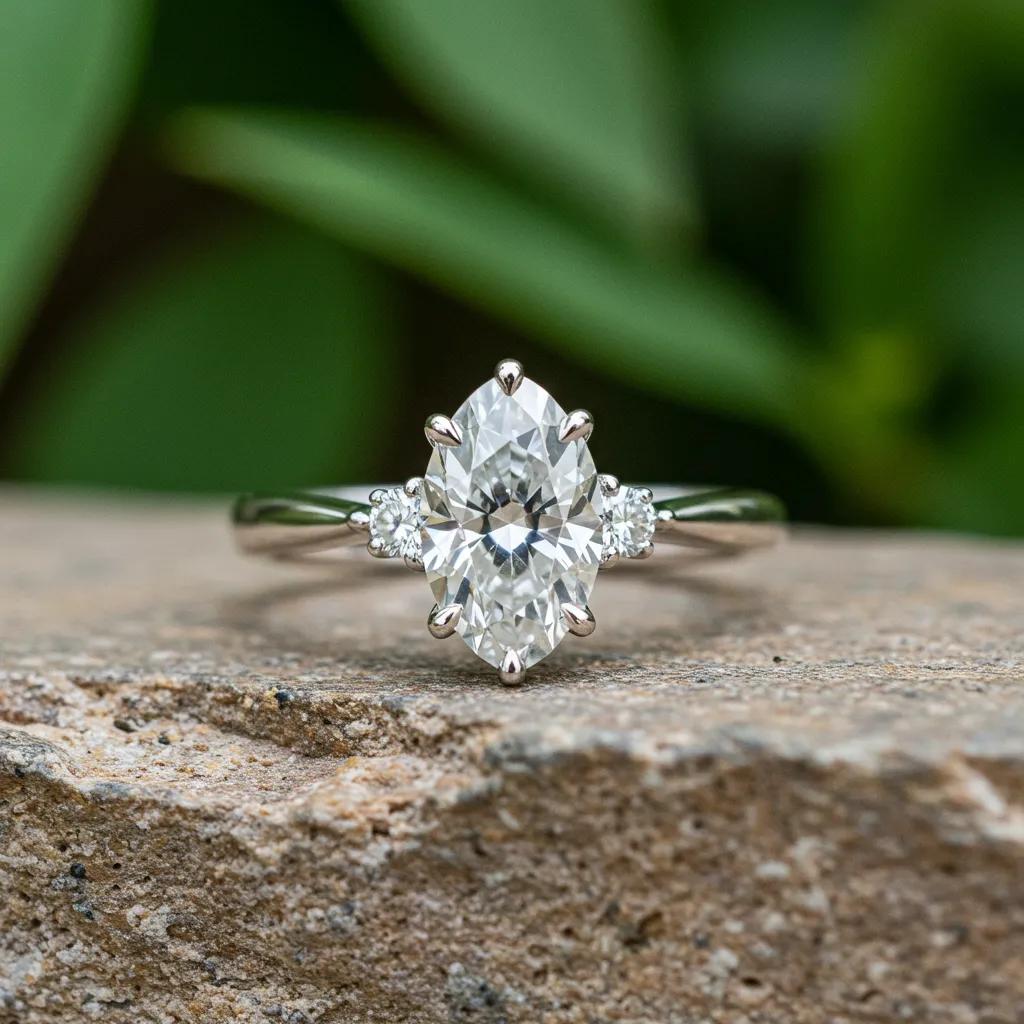 Close up of a Lab grown Diamond Engagement Ring Highlighting Its Clarity and Ethical Origins