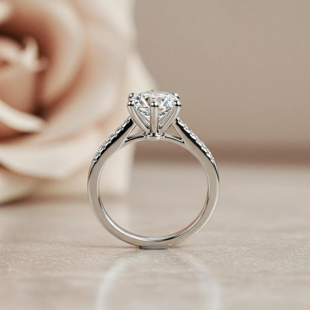 Close up of a Sparkling 2 Carat Diamond Engagement Ring Highlighting Its Brilliance and Clarity