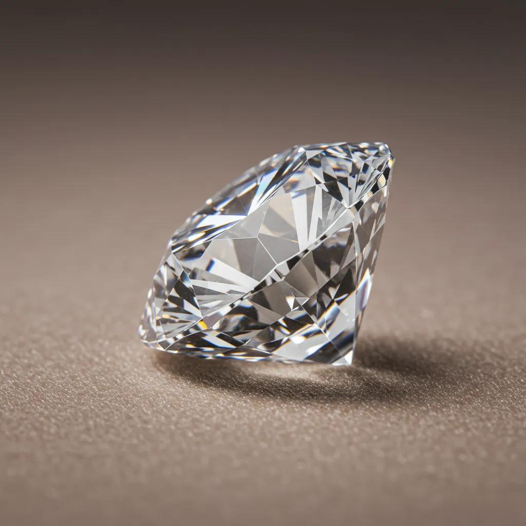 Close Up of a Sparkling Diamond Highlighting Its Clarity and Brilliance on a Velvet Background