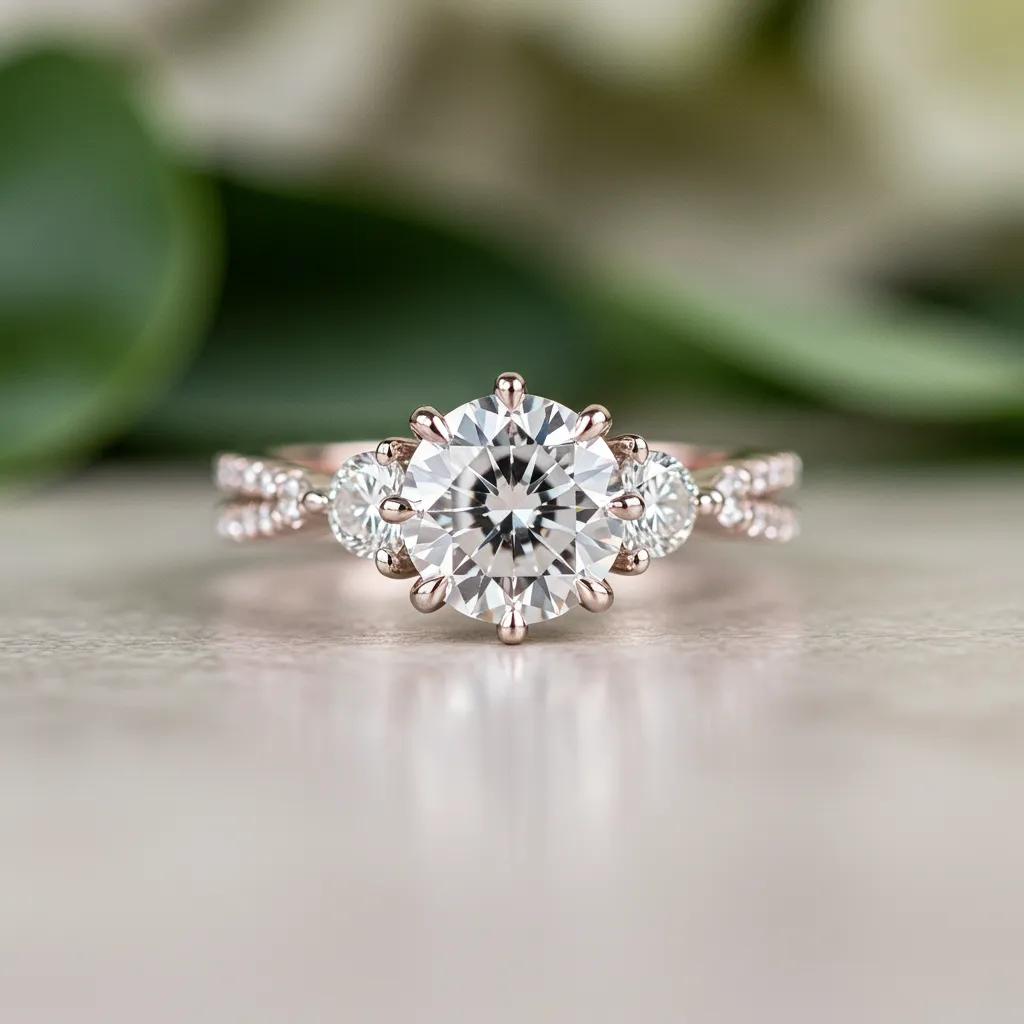 Close Up of an Ethical Diamond Ring Highlighting Its Brilliance and Sustainable Craftsmanship