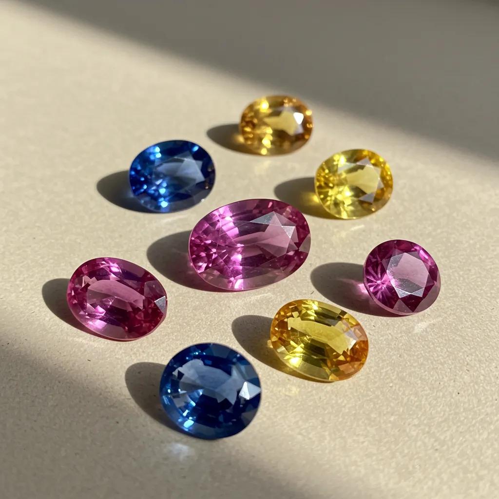 collection-of-sapphires-in-blue-pink-yellow-and-padparadscha-showcasing-their-unique-colors-8a0a183a-f4be-4629-a4e6-6a67456af7e8jpg - Australian Diamond Company a Vibrant Collection of Sapphires in Blue Pink Yellow and Padparadscha Hues Showcasing Their Unique Colours
