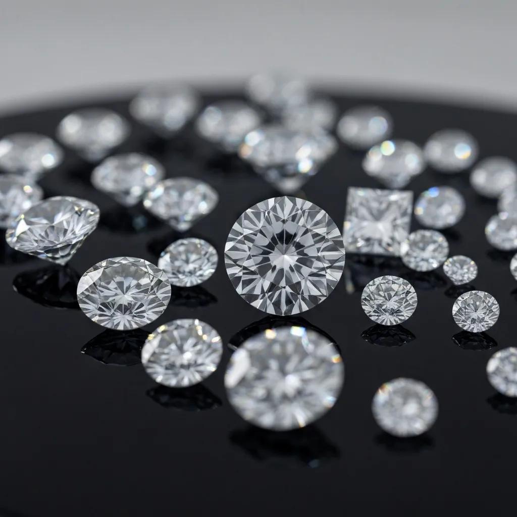 Close up View of Various Diamond Shapes Highlighting Their Unique Facets and Brilliance