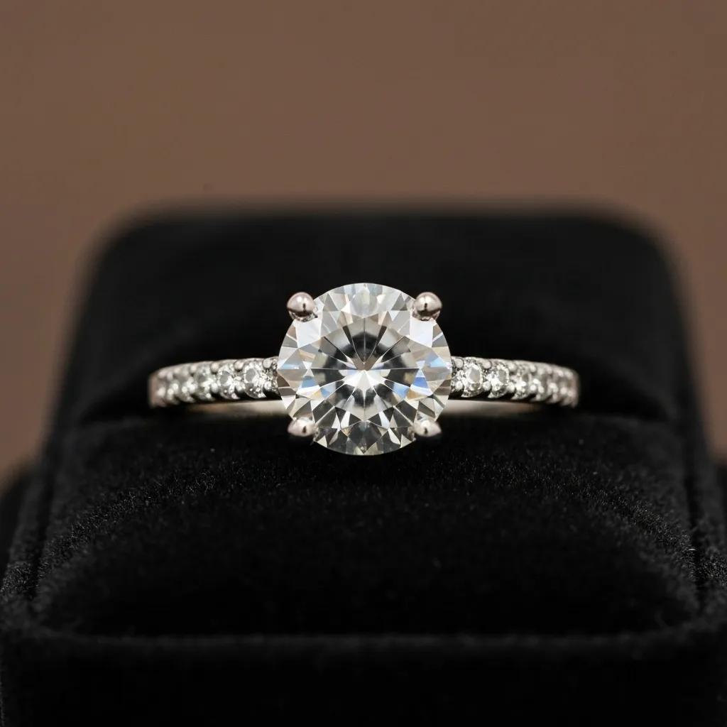 d6d1adc7-b6fc-41a9-9892-f58d8bb92615.jpg - Australian Diamond Company Close up of a Sparkling Round Brilliant Diamond Engagement Ring Highlighting Its Brilliance and Elegance