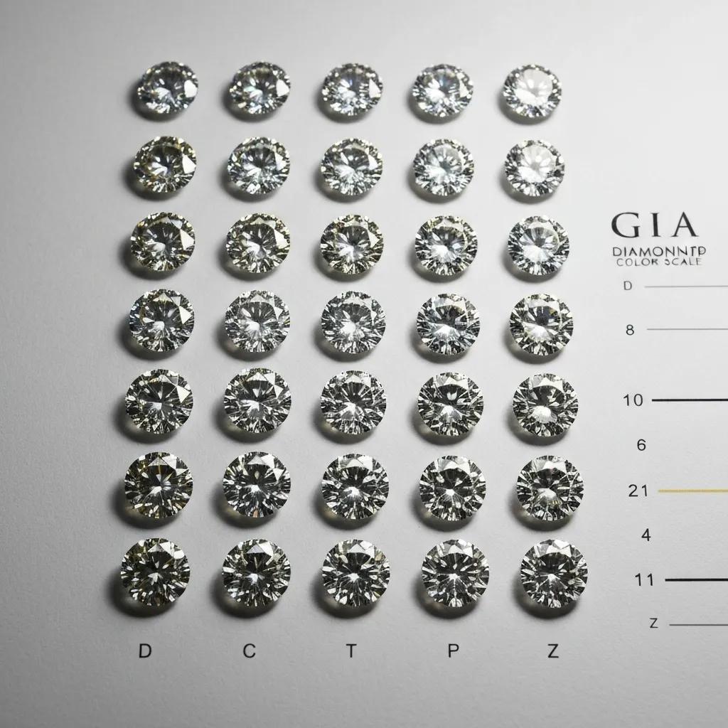 Visual Representation of the Gia Diamond Colour Scale Showing Diamonds from D to Z to Illustrate Colour Variations