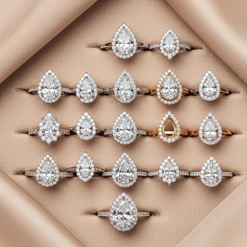 Diverse Styles of Pear Diamond Settings Showcasing Various Design Elements and Their Elegance