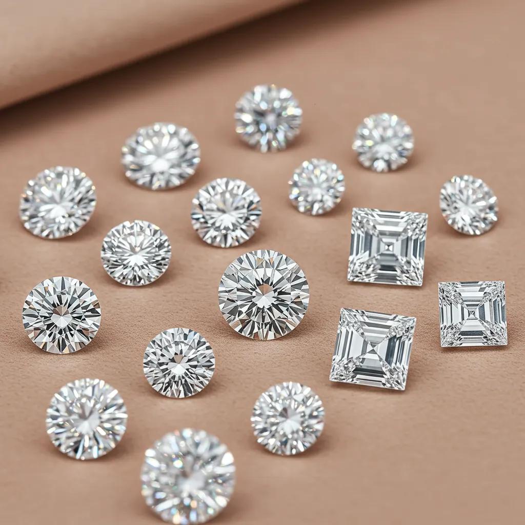 Display of Different 2 Carat Diamond Shapes Including Round Oval Princess and Emerald Showcasing Their Unique Features