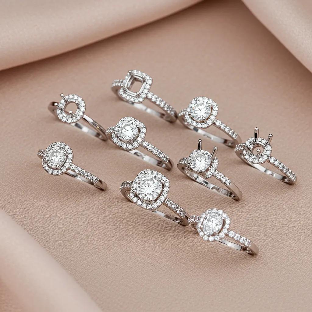 display-of-various-engagement-ring-settings-including-prong-halo-bezel-and-pave-highlighting-unique-features-and-craftsmanship-6991752a-e827-40c4-877e-256817769e14jpg - Australian Diamond Company an Array of Engagement Ring Settings Including Prong Halo Bezel and Pavé Styles Showcasing Their Unique Characteristics and Fine Craftsmanship