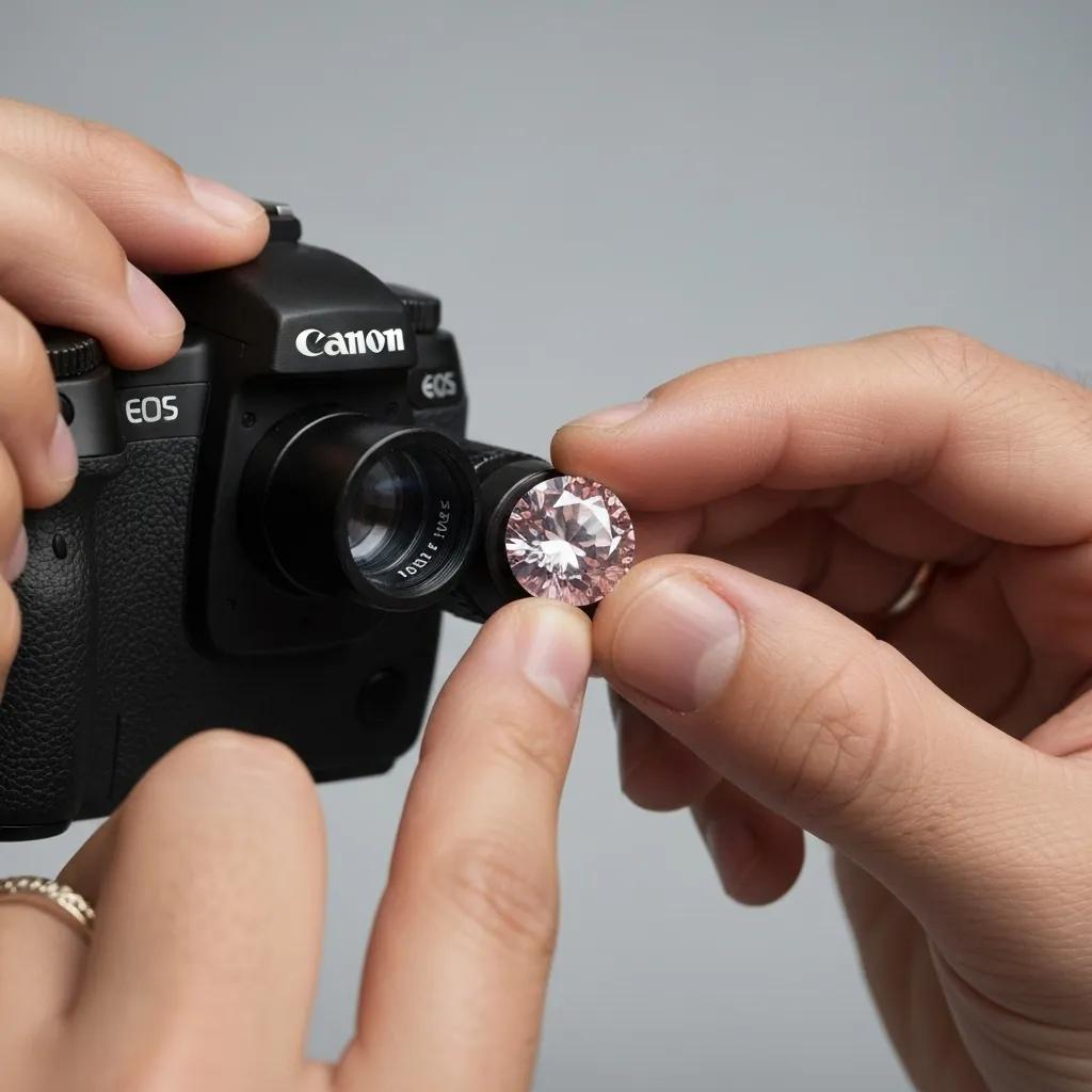 e50c9430-6e7f-4af5-8ff9-562049fc4712.jpg - Australian Diamond Company an Individual Closely Examining an Argyle Pink Diamond with a Jeweler's loupe, surrounded by investment-related materials such as charts and reports