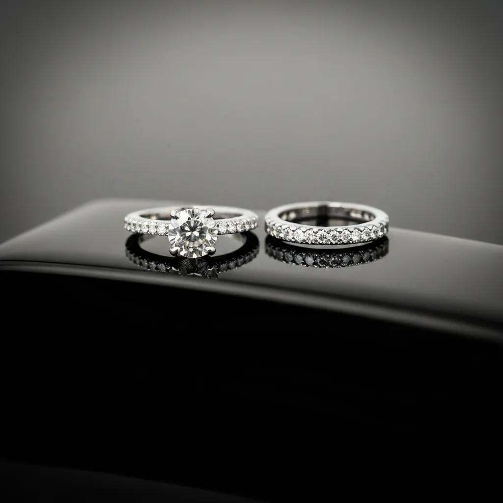 e55626cb-64be-45f5-960e-0cab7be8a941.jpg - Australian Diamond Company Bezel and Pave Engagement Rings Showcasing Security and Sparkle in a Natural Setting