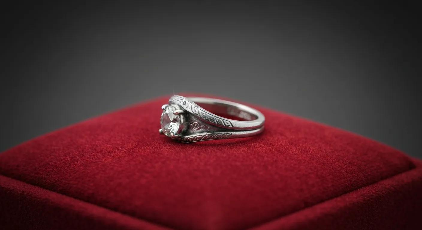 Custom Engagement Ring on Velvet Symbolizing Un
