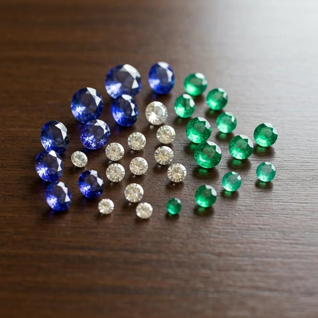e87d1fed-4367-46f2-9b72-798c5093a72e.jpg - Australian Diamond Company Display of Alternative Gemstones Including Sapphires Moissanite and Emeralds Showcasing Their Unique Colors and Characteristics