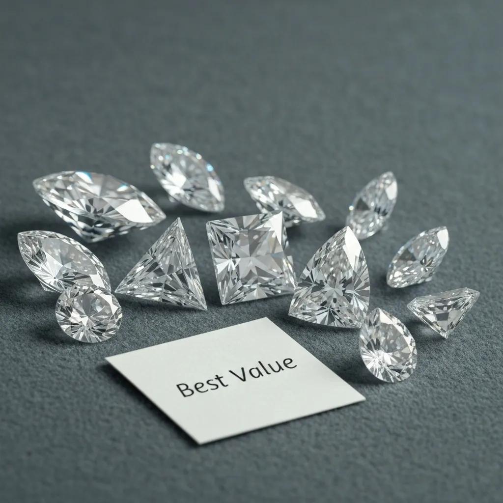 Close up of Different Diamond Shapes Showcasing Their Beauty and Value Emphasizing Budget friendly Choices